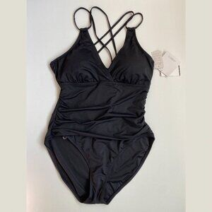 La Blanca Island Goddess Underwire One Piece Swimsuit Womens 16 Black LB01G16